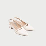  Giày Cao Gót Nữ Dáng Slingback Mũi Nhọn Đế Vuông Phối Khóa MC-902 