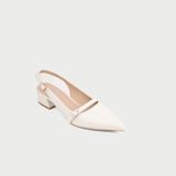  Giày Cao Gót Nữ Dáng Slingback Mũi Nhọn Đế Vuông Phối Khóa MC-902 