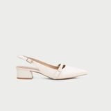  Giày Cao Gót Nữ Dáng Slingback Mũi Nhọn Đế Vuông Phối Khóa MC-902 