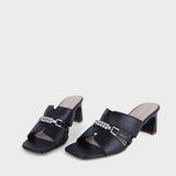  Dép Cao Gót Nữ Đế Vuông Quai Ngang Phối Khóa Sang Chảnh 5cm NP-040 