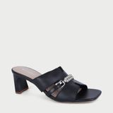  Dép Cao Gót Nữ Đế Vuông Quai Ngang Phối Khóa Sang Chảnh 5cm NP-040 