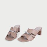  Dép Cao Gót Nữ Đế Vuông Quai Ngang Phối Khóa Sang Chảnh 5cm NP-040 