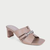  Dép Cao Gót Nữ Đế Vuông Quai Ngang Phối Khóa Sang Chảnh 5cm NP-040 