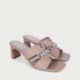  Dép Cao Gót Nữ Đế Vuông Quai Ngang Phối Khóa Sang Chảnh 5cm NP-040 