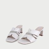  Dép Cao Gót Nữ Đế Vuông Quai Ngang Phối Khóa Sang Chảnh 5cm NP-040 