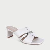 Dép Cao Gót Nữ Đế Vuông Quai Ngang Phối Khóa Sang Chảnh 5cm NP-040 