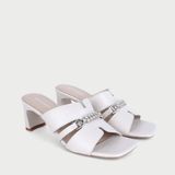  Dép Cao Gót Nữ Đế Vuông Quai Ngang Phối Khóa Sang Chảnh 5cm NP-040 