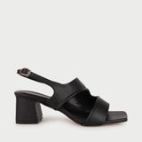  Sandal Cao Gót Quai Ngang Đôi Hở Hậu MC.108 Đen 