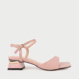  Giày Sandal Cao Gót Mũi Vuông Da Rắn MC.19 Hồng 