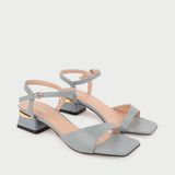  Giày Sandal Cao Gót Mũi Vuông Da Rắn MC.19 Xanh 