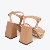  Sandal Cao Gót Mũi Vuông Khoá Cài Quai Ngang NK-16 Cafe 