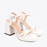  Sandal Cao Gót Mũi Vuông Khoá Cài Quai Ngang NK-16 Trắng 