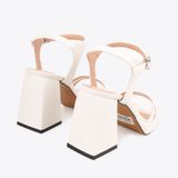  Sandal Cao Gót Mũi Vuông Khoá Cài Quai Ngang NK-16 Trắng 