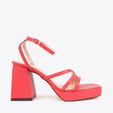  Sandal Cao Gót Đế Đúp Mũi Vuông Phối Quai Dây NK-2 Đỏ 