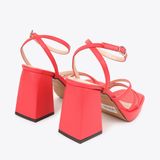  Sandal Cao Gót Đế Đúp Mũi Vuông Phối Quai Dây NK-2 Đỏ 