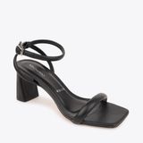  Sandal Cao Gót Mũi Vuông Phối Quai Mảnh Tròn CK-19 Đen 
