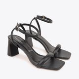  Sandal Cao Gót Mũi Vuông Phối Quai Mảnh Tròn CK-19 Đen 