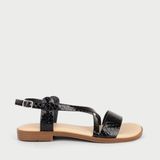  Sandal Đế Thấp Quai Chéo Dây Ngang PC2 Đen 
