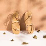  Sandal Bệt Đế Đúc Dây Mảnh Xỏ Ngón GY-1 Kem 