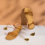  Sandal Bệt Đế Đúc Quai Ngang Dây Thắt Nút GY-2 Nâu 