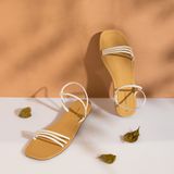  Sandal Bệt Đế Đúc Quai Ngang Dây Thắt Nút GY-2 Trắng 