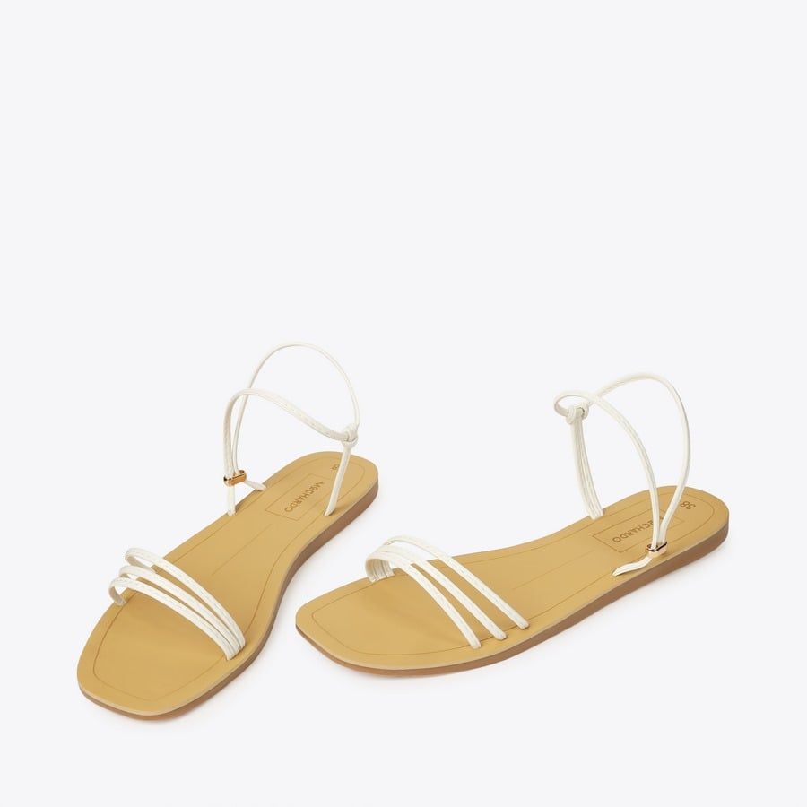  Sandal Bệt Đế Đúc Quai Ngang Dây Thắt Nút GY-2 Trắng 