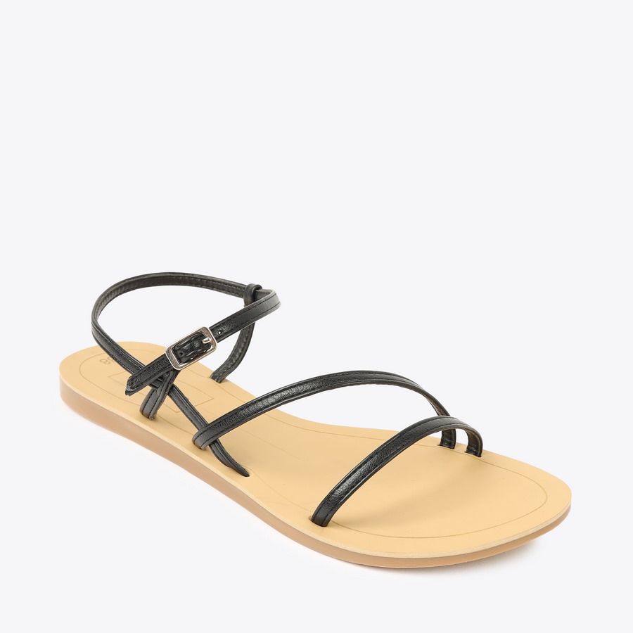  Sandal Bệt Đế Đúc Dây Chéo Khoá Gài GY-3 Đen 