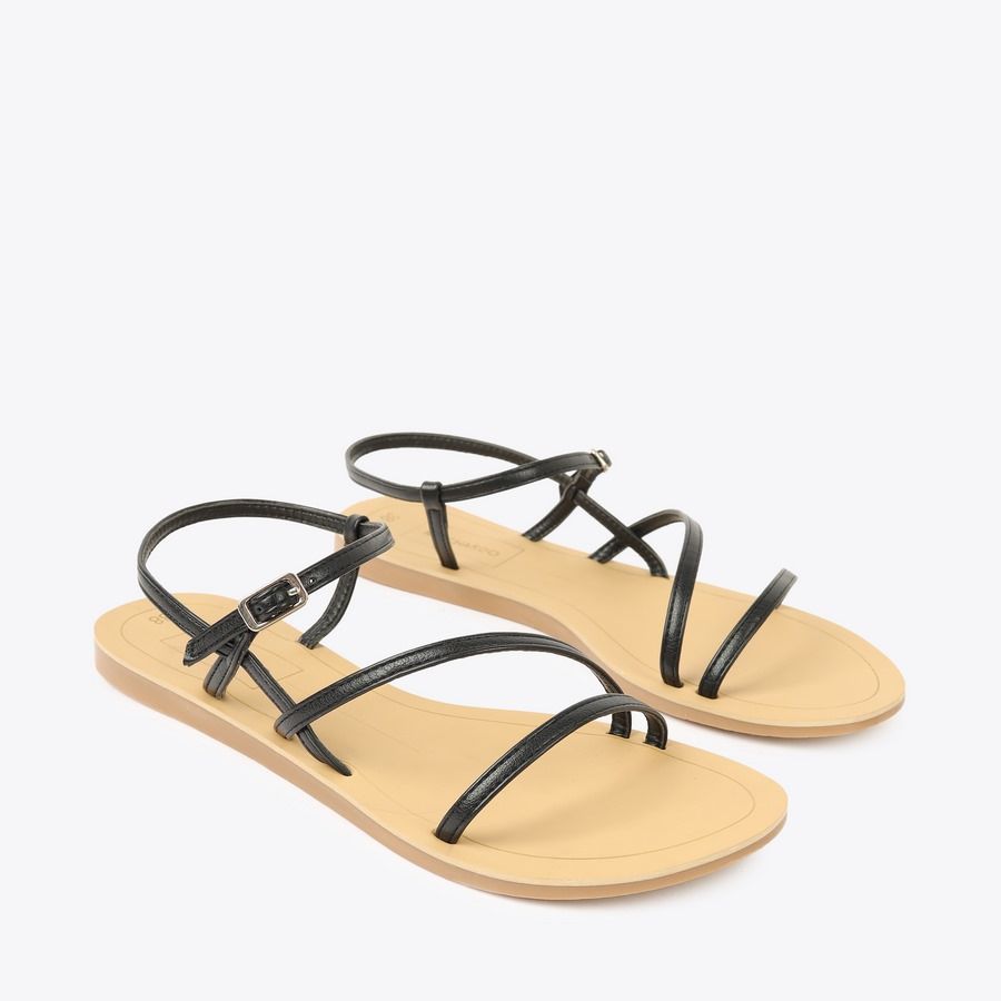  Sandal Bệt Đế Đúc Dây Chéo Khoá Gài GY-3 Đen 
