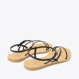  Sandal Bệt Đế Đúc Dây Chéo Khoá Gài GY-3 Đen 