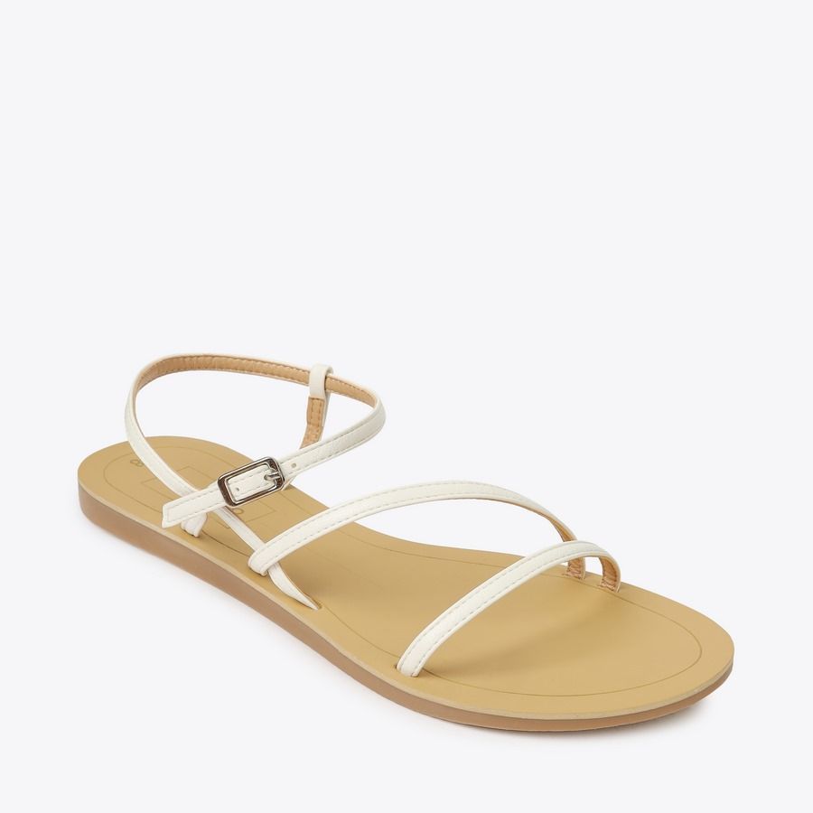  Sandal Bệt Đế Đúc Dây Chéo Khoá Gài GY-3 Trắng 