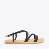  Sandal Bệt Đế Đúc Quai Da Rắn PK-2 Đen 