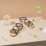  Sandal Bệt Đế Đúc Quai Da Rắn PK-2 Đen 