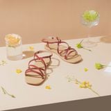  Sandal Bệt Đế Đúc Quai Da Rắn PK-2 Đỏ 