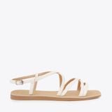  Sandal Bệt Đế Đúc Quai Da Rắn PK-2 Trắng 