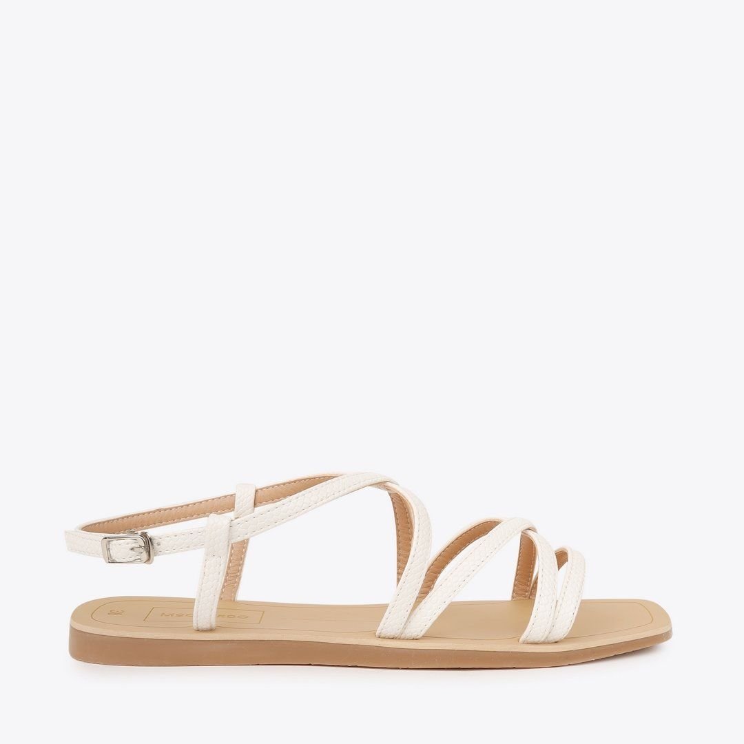  Sandal Bệt Đế Đúc Quai Da Rắn PK-2 Trắng 
