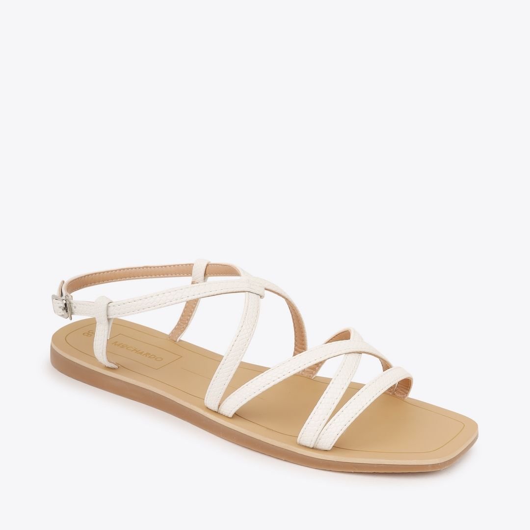  Sandal Bệt Đế Đúc Quai Da Rắn PK-2 Trắng 