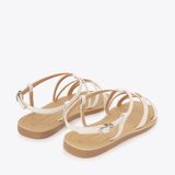  Sandal Bệt Đế Đúc Quai Da Rắn PK-2 Trắng 