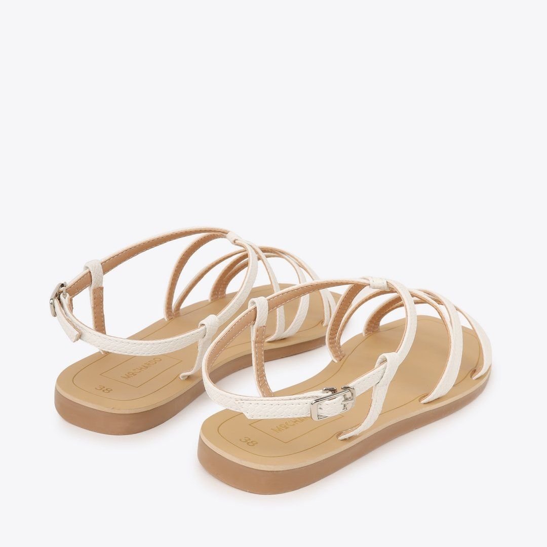  Sandal Bệt Đế Đúc Quai Da Rắn PK-2 Trắng 