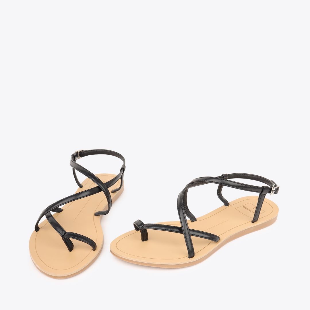  Sandal Bệt Đế Đúc Quai Dây Trơn Xỏ Ngón PK-3 Đen 