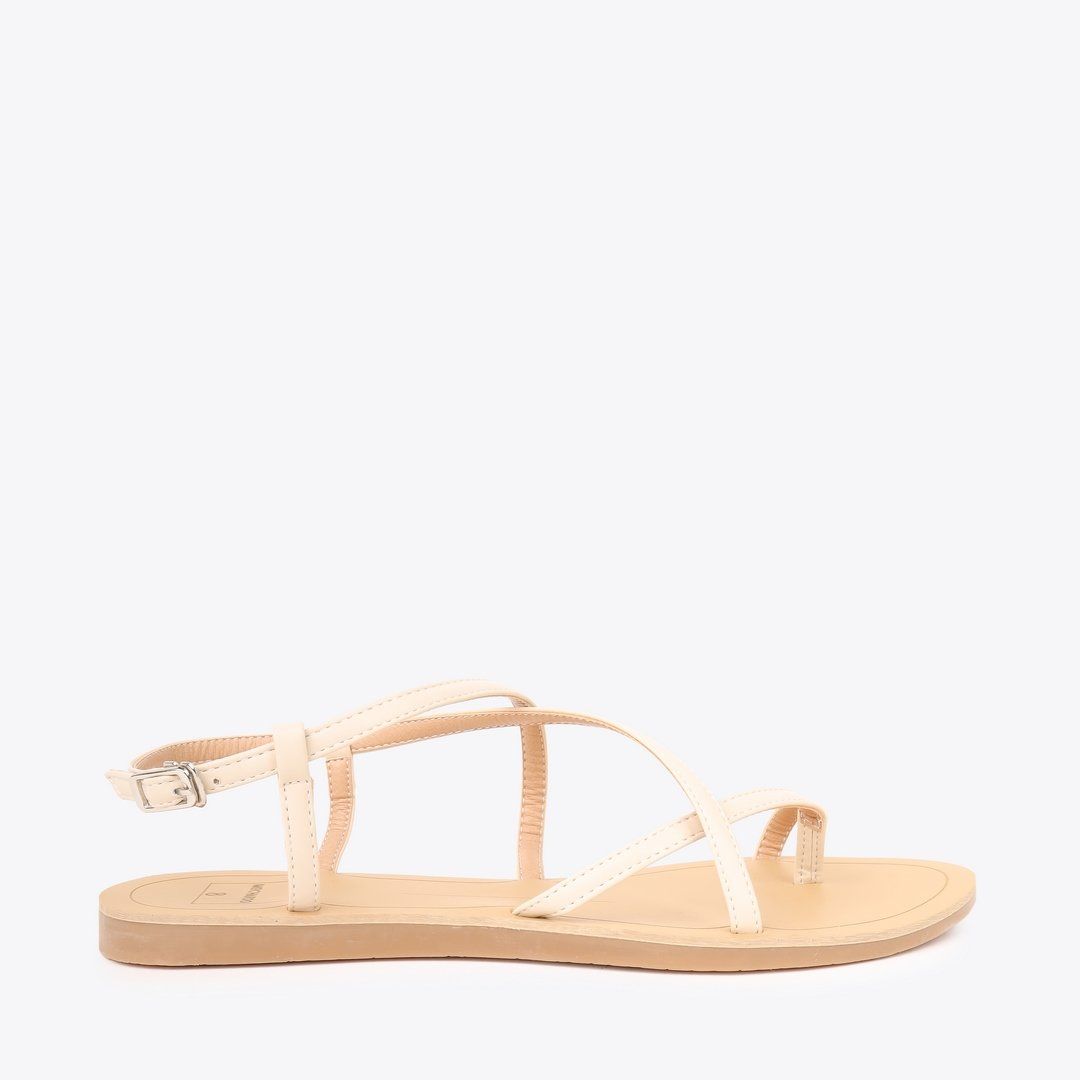  Sandal Bệt Đế Đúc Quai Dây Trơn Xỏ Ngón PK-3 Kem 