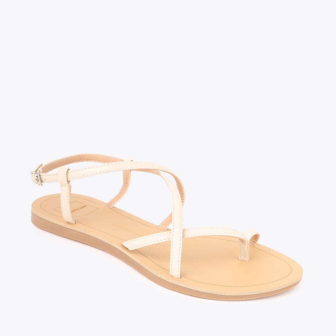  Sandal Bệt Đế Đúc Quai Dây Trơn Xỏ Ngón PK-3 Kem 