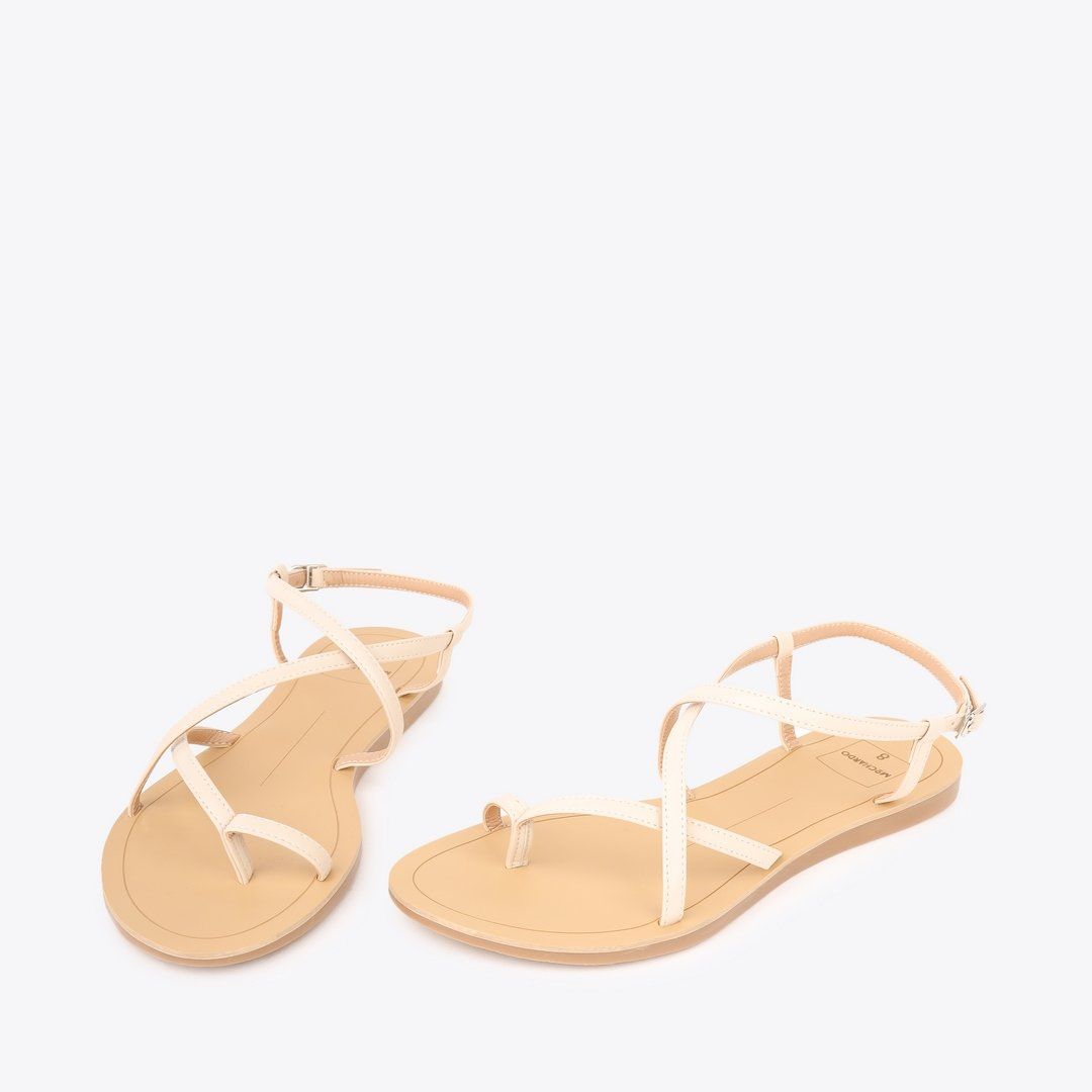  Sandal Bệt Đế Đúc Quai Dây Trơn Xỏ Ngón PK-3 Kem 