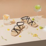  Sandal Bệt Đế Đúc Dây Da Rắn Thắt Nút PK-4 Đen 
