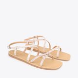  Sandal Bệt Đế Đúc Dây Da Rắn Thắt Nút PK-4 Kem 