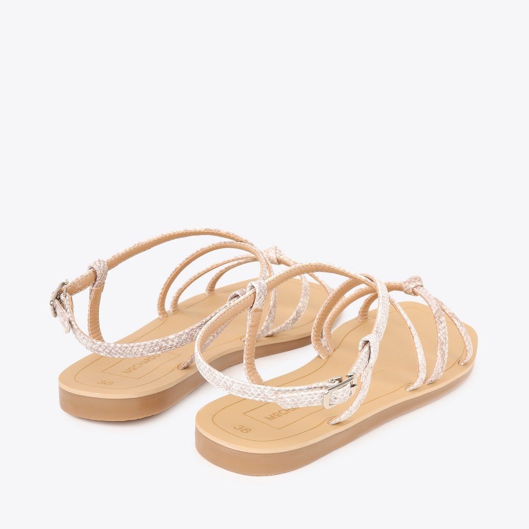  Sandal Bệt Đế Đúc Dây Da Rắn Thắt Nút PK-4 Kem 