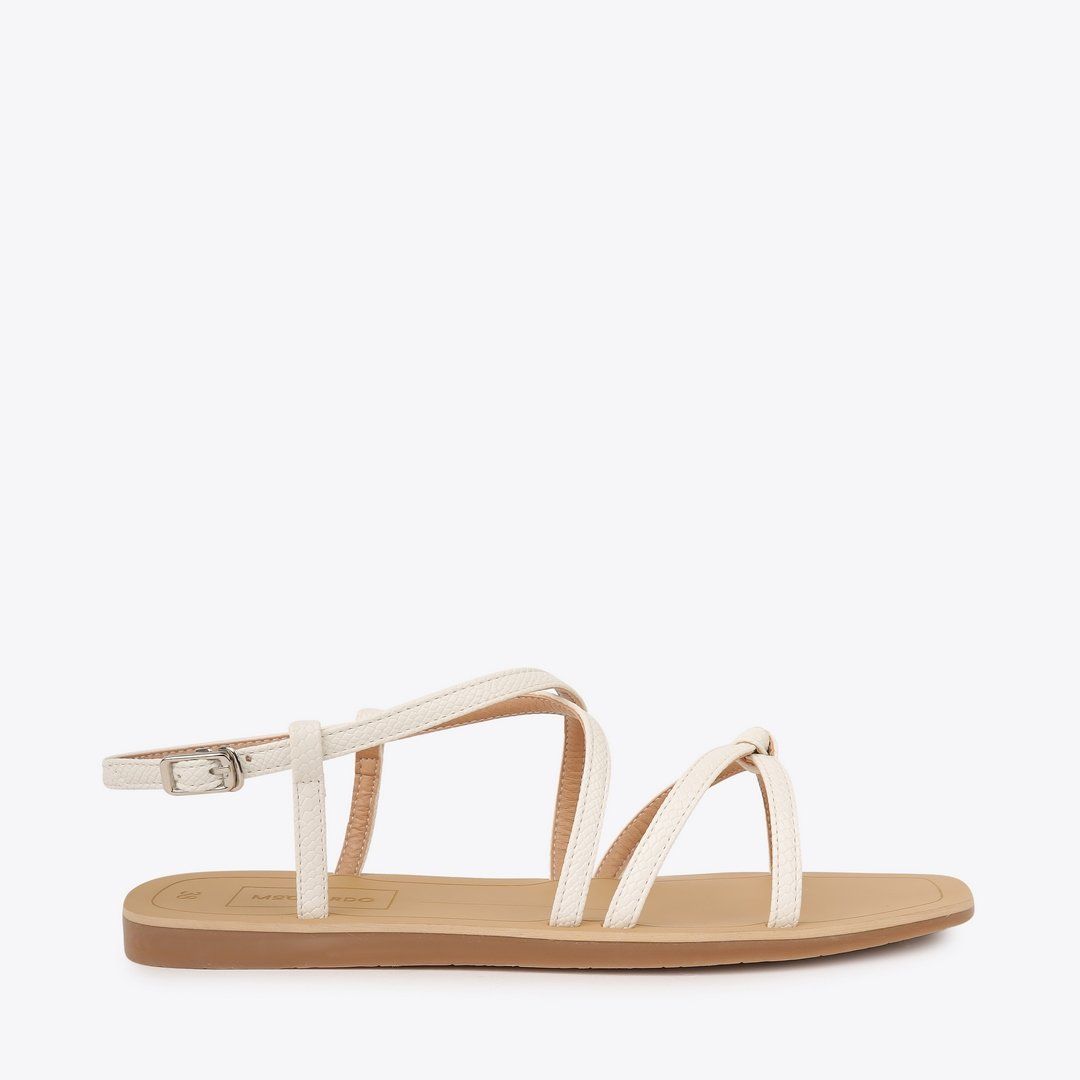  Sandal Bệt Đế Đúc Dây Da Rắn Thắt Nút PK-4 Trắng 