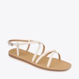  Sandal Bệt Đế Đúc Dây Da Rắn Thắt Nút PK-4 Trắng 