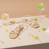  Sandal Bệt Đế Đúc Dây Da Rắn Thắt Nút PK-4 Trắng 