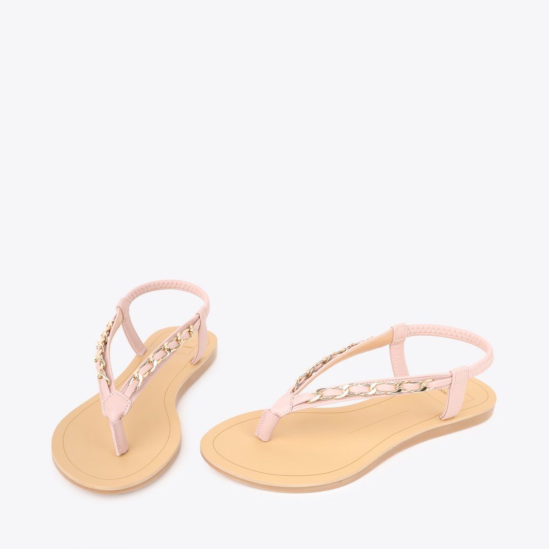  Sandal Bệt Đế Đúc Quai Phối Xích PK-5 Hồng 