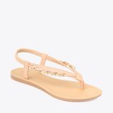  Sandal Bệt Đế Đúc Quai Phối Xích PK-5 Kem 